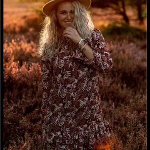 Scotch & Soda Burgundy Floral Long Sleeve Dress